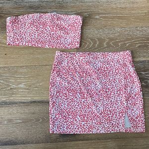 SHEIN leopard tube top & skirt set small
